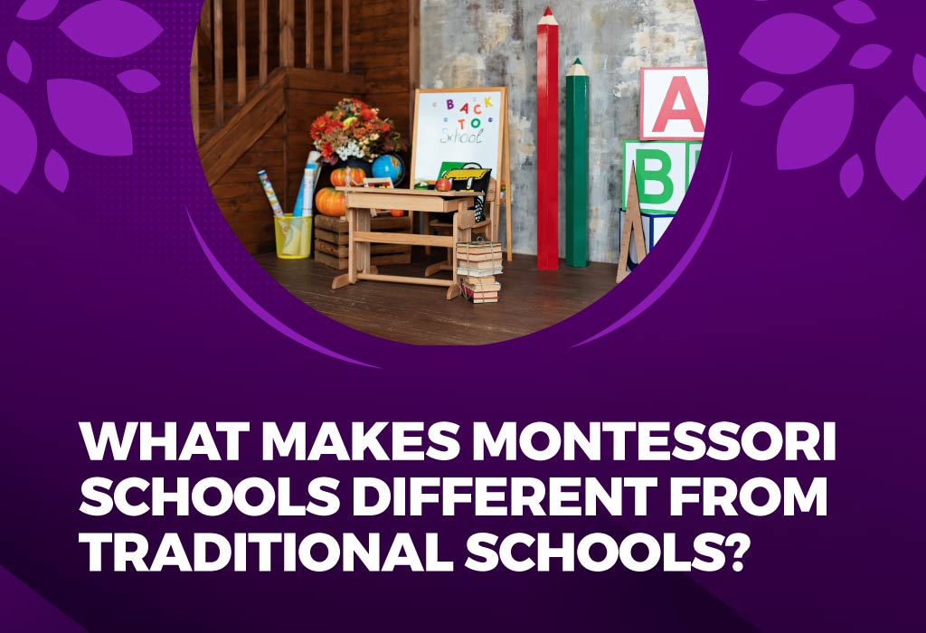 Montessori classroom with children engaged in hands-on activities